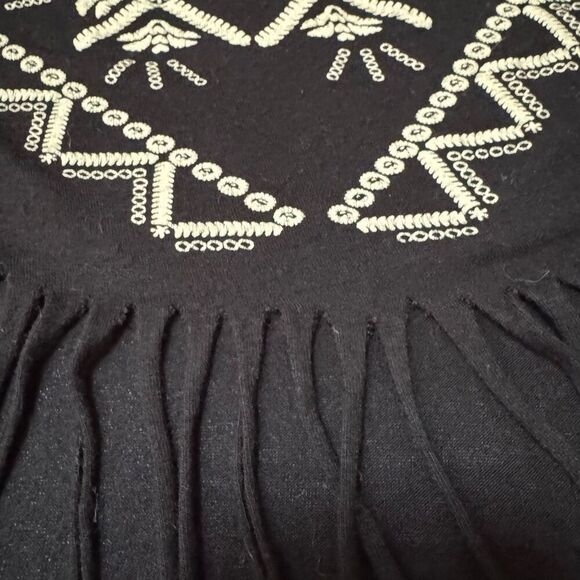 Windsor (L) Black Fringe Tank Top – Boho Festival Style with Embroidered Design - Picture 5 of 6